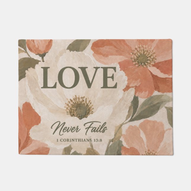 LOVE NEVER FAILS | Christian Wedding Gift Doormat (Front)