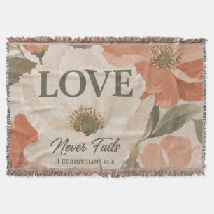 LOVE NEVER FAILS   Christian Wedding Gift Throw Blanket