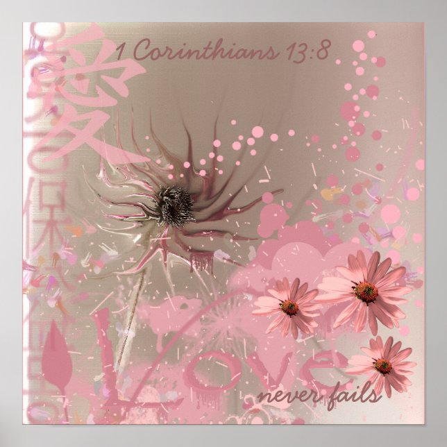 Love Never Fails ConeFlower Collage Poster (Front)