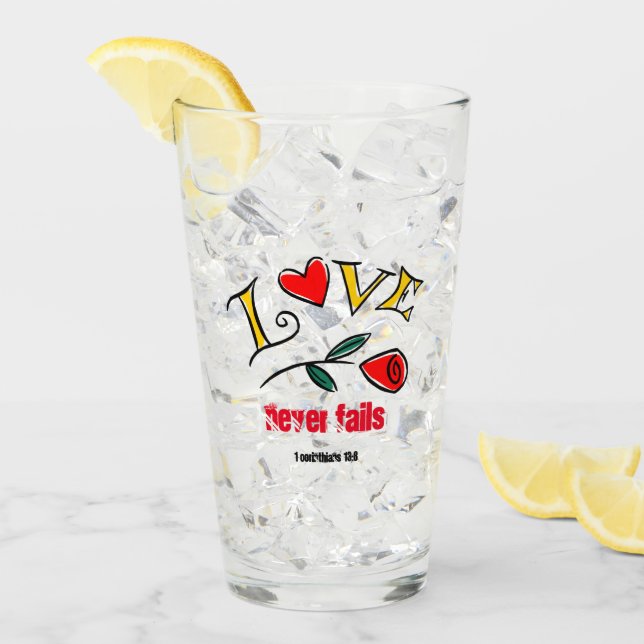 Love never fails Customize with name or initials! Glass (Front Ice)