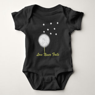 Love Never Fails Dandelion1 Corinthians 13 Baby Bodysuit