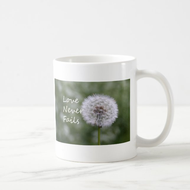 Love Never Fails Dandelion1 Corinthians 13 Coffee Mug (Right)