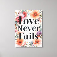 Love Never Fails Floral Inspirational Art