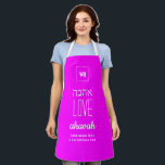 LOVE NEVER FAILS Hot Pink | Ahavah | אהבה Hebrew Apron<br><div class="desc">Simple, elegant HOT PINK Apron with the word LOVE written in Hebrew, plus placeholder Scripture verse. All text is CUSTOMIZABLE, so you can personalize by, for example, replacing the Scripture with your name or favourite message. At the top there is a CUSTOMIZABLE MONOGRAM, which you can replace with your own....</div>