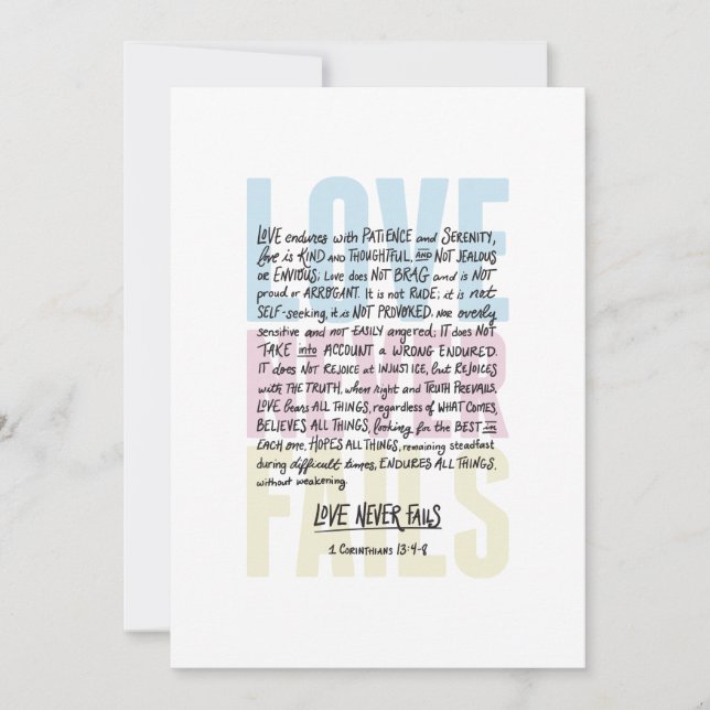 Love Never Fails Invitation (Front)