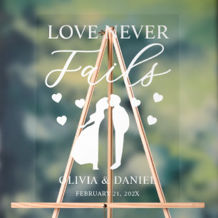 Love Never Fails Personalized Wedding Acrylic Sign