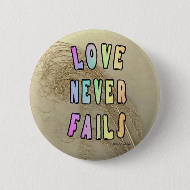 Love Never Fails Round  2 Inch Round Button (Front)