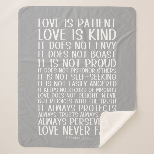 Love Never Fails Sherpa Blanket (Front)