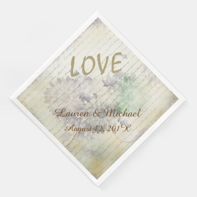 Love Never Fails Wedding Napkin (Corner)