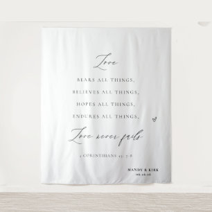 Love Never Fails” Wedding Tapestry Backdrop
