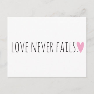 Love Never Fails with Heart Postcard