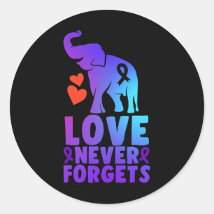 Love Never Forgets Alzheimer Elephant 1 Classic Round Sticker