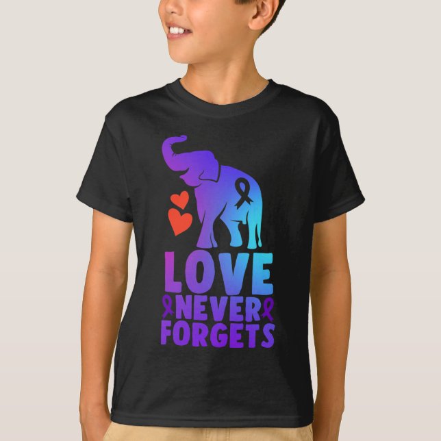 Love Never Forgets Alzheimer Elephant 1 T-Shirt (Front)