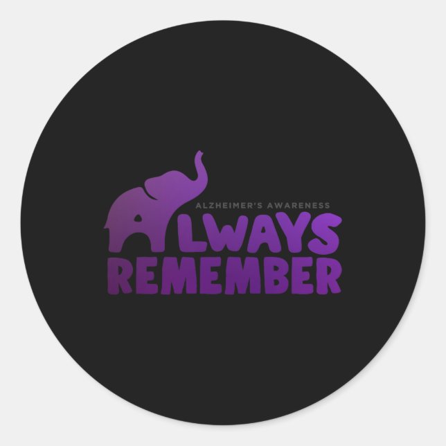 Love Never Forgets Alzheimer Elephant  Classic Round Sticker (Front)