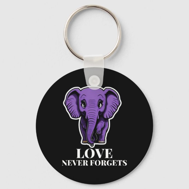 Love Never Forgets Elephant For Woman Alzheimer's  Keychain (Front)