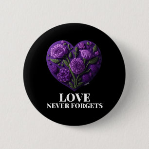 Love Never Forgets Heart Flower Woman Alzheimer's 2 Inch Round Button