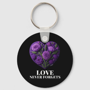 Love Never Forgets Heart Flower Woman Heimerheimer Keychain