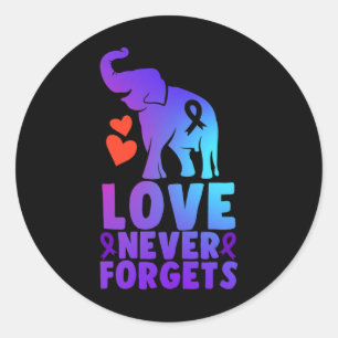 Love Never Forgets Heimerheimer Elephant 1  Classic Round Sticker