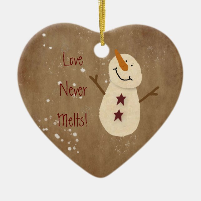 Love Never Melts Christmas Ornament (Front)