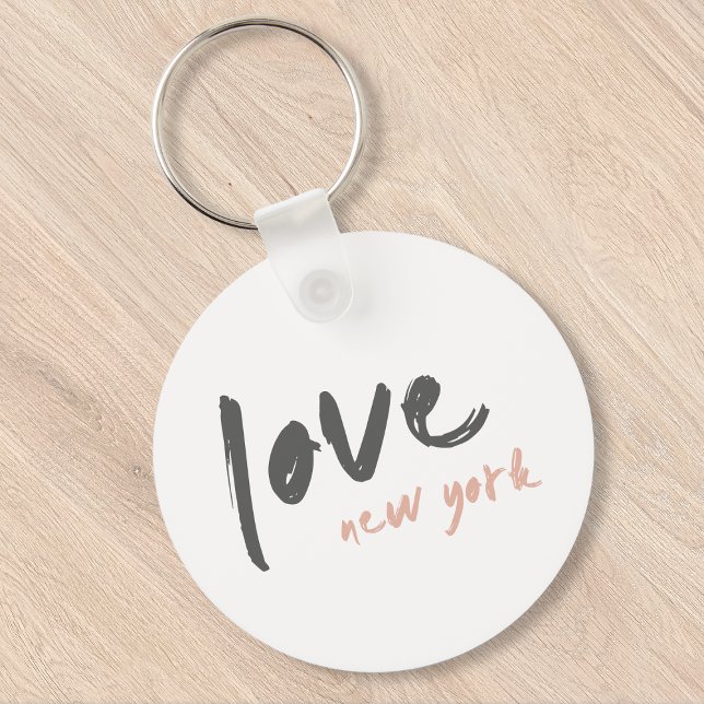 Love New York | NYC USA Modern Wanderlust Pink Keychain (Creator Uploaded)