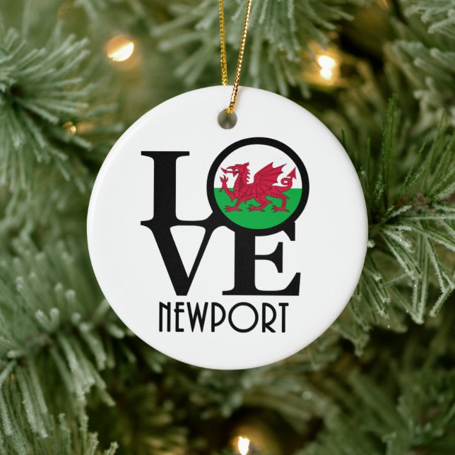LOVE Newport Wales Ceramic Ornament (Tree)