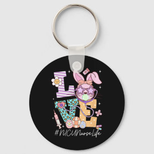 Love Nicu Nurse Easter Bunny Eggs Stethoscope Cute Keychain
