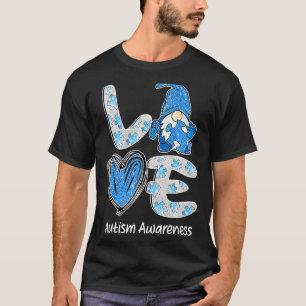 Love Nordic Gnome Puzzle Cute Autism Awareness Mon T-Shirt