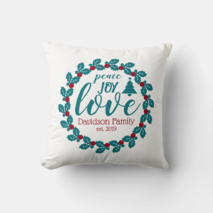 Love Nordic Scandia Personalized Wreath Throw Pillow