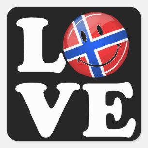 Love Norway Smiling Flag Square Sticker