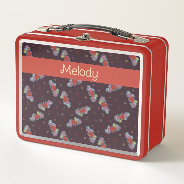 Love Note: Doodles for Music Lovers Name Red Metal Lunch Box (Front)
