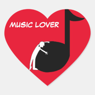 Love Note - Man Hugging Music Note Music Lover   Heart Sticker