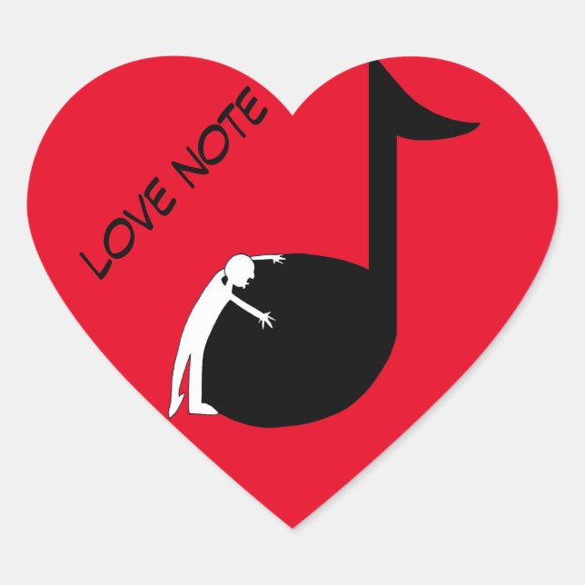 Love Note - Music Lover Hugging Kissing Music Note Heart Sticker (Front)