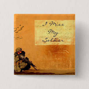 Love Note on the Wall Military Soldier 2 Inch Square Button