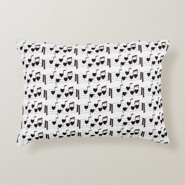 **LOVE NOTES & MUSICAL NOTES**  AND "BLACK" BACK ACCENT PILLOW (Front)