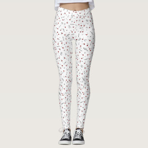 Love Notes Red Heart Music Notation Leggings