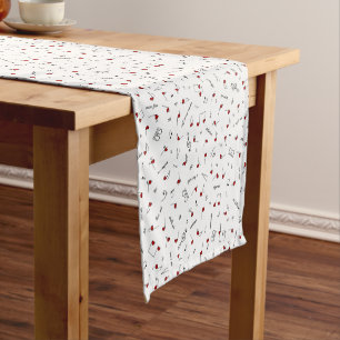 Love Notes Red Heart Music Notation Short Table Runner