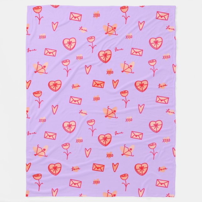Love Notes & Sweet Treats Valentine's Fleece Blanket (Front)