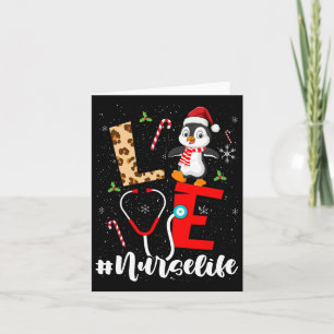 Love Nurse Christmas Penguin Nurses Xmas Scrub Wom Card
