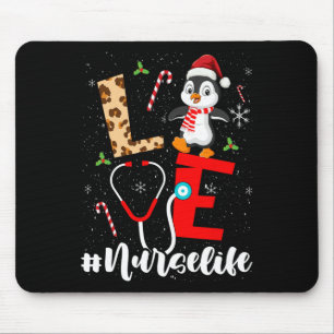 Love Nurse Christmas Penguin Nurses Xmas Scrub Wom Mouse Pad