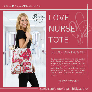 Love Nurse Crochet Embroidery Style Tote Bag