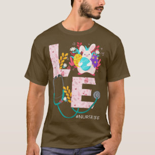 Love Nurse Easter Bunny Eggs Stethoscope T-Shirt