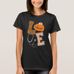 Love Nurse Halloween Pumpkin Fall Nurses Costume T-Shirt