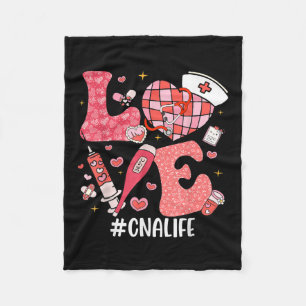Love Nurse Life Cna Life Disco Heart Nurse Week Fleece Blanket