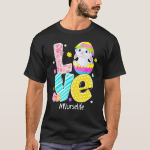 Love Nurse Life Cna Rn Or Bunny Ears Funny Easter  T-Shirt
