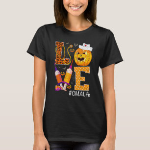 Love Nurse Life Pumpkin Leopard Halloween Cma Nurs T-Shirt