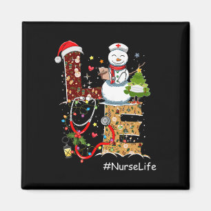 Love Nurse Life Snowman Christmas For Nurse Nursin Magnet