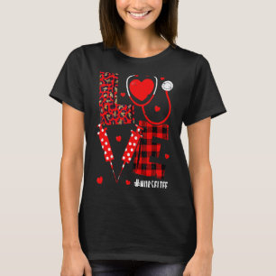 Love Nurse Life Valentine Day Leopard Plaid Red He T-Shirt