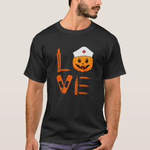 Love Nurse Pumpkin Halloween Ghost Costume Trick T T-Shirt