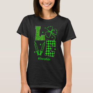 Love Nurselife Clover Pattern T-Shirt