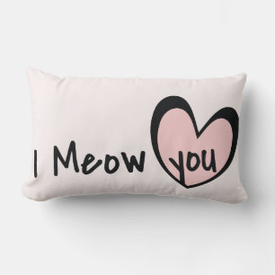 Love Nursery Decor,Cute Pink heart, I meow you Lumbar Pillow